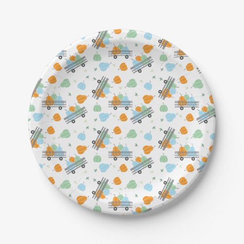 Fall Pumpkins In A Wagon Pattern Harvest Paper Plates