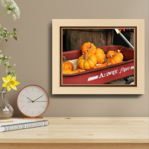 Fall Pumpkins In Old Red Wagon Framed Art