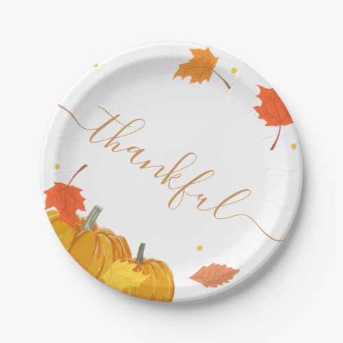 Fall Pumpkins  Leaf Thanksgiving Dinner Grateful Paper Plates