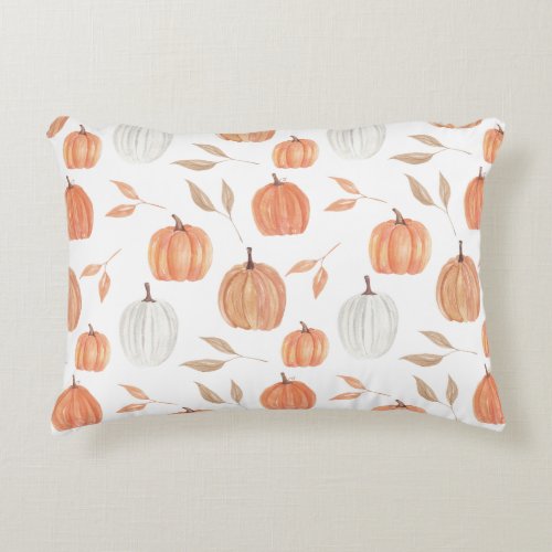 Fall Pumpkins  Leaves Accent Pillow