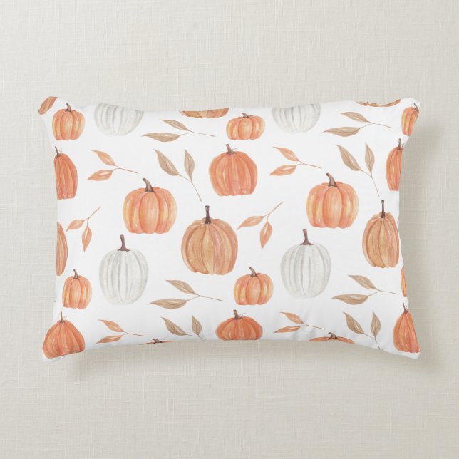 Fall Pumpkins & Leaves Accent Pillow (Front)