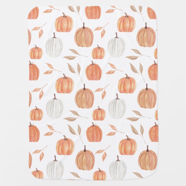 Fall Pumpkins & Leaves Blanket (Front)