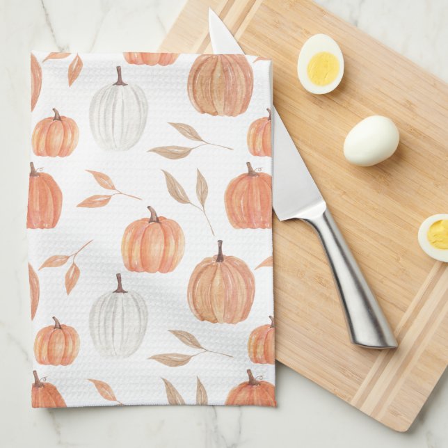 Fall Pumpkins & Leaves Kitchen Towel (Quarter Fold)