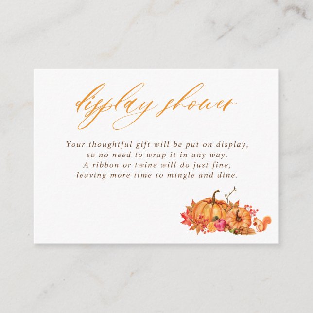Fall Pumpkins, Leaves & Squirrel Display Shower Enclosure Card (Front)