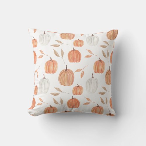 Fall Pumpkins  Leaves Throw Pillow