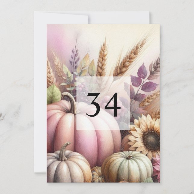 Fall Pumpkins leaves watercolor calligraphy text Invitation (Front)