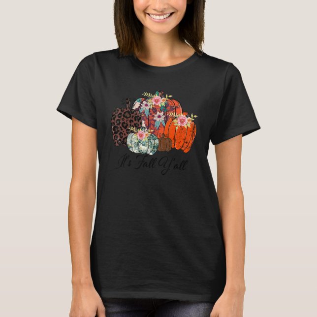 Fall Pumpkins Leopard It's Fall Y'all Leopard Pump T-Shirt (Front)