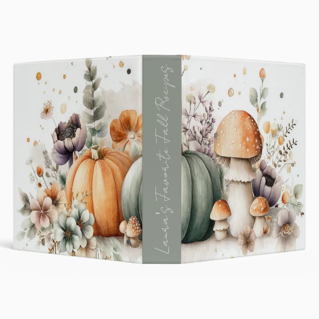 Fall Pumpkins, Mushroom and Flowers Recipes Binder (Background)