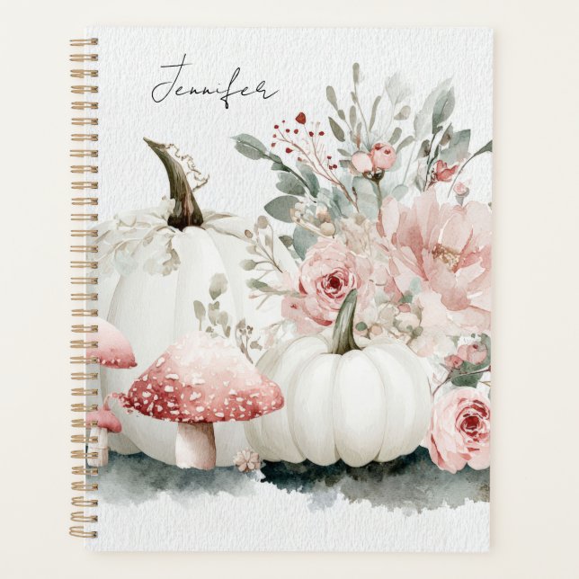 Fall Pumpkins, Mushrooms and Flowers Planner (Front)