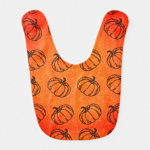 Fall Pumpkins Orange Ombre Pattern Baby Bib