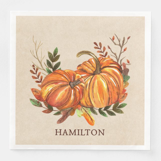 Fall Pumpkins Paper Dinner Napkins (Front)