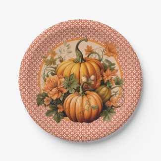 Fall Pumpkins Paper Plate