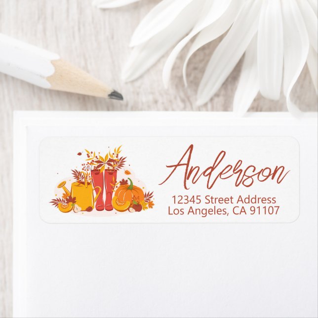 Fall Pumpkins & Rain Boots Return Address Labels (Insitu)