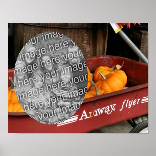 Fall Pumpkins Red Wagon Add Your Photo Poster