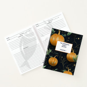 Fall Pumpkins Sparkles Design Family Recipe Book
