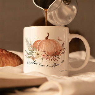 Fall Pumpkins Spice Autumn Leaves Floral Butterfly Coffee Mug