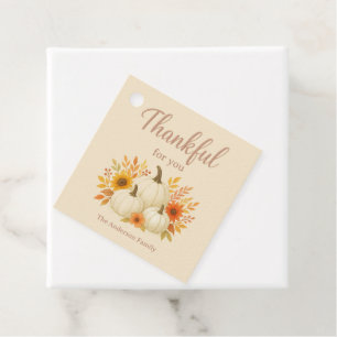 Fall Pumpkins & Sunflowers Elegant Thanksgiving Favor Tags