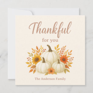 Fall Pumpkins & Sunflowers   Elegant Thanksgiving Holiday Card