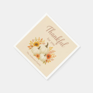 Fall Pumpkins & Sunflowers Elegant Thanksgiving Napkins