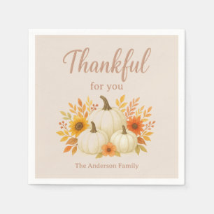 Fall Pumpkins & Sunflowers   Elegant Thanksgiving Napkins