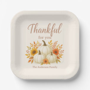 Fall Pumpkins & Sunflowers Elegant Thanksgiving Paper Plates