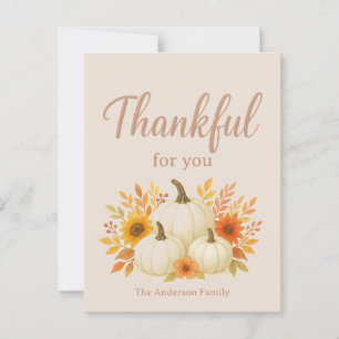 Fall Pumpkins & Sunflowers   Elegant Thanksgiving Postcard