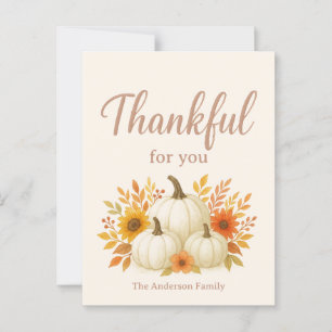 Fall Pumpkins & Sunflowers   Elegant Thanksgiving Postcard