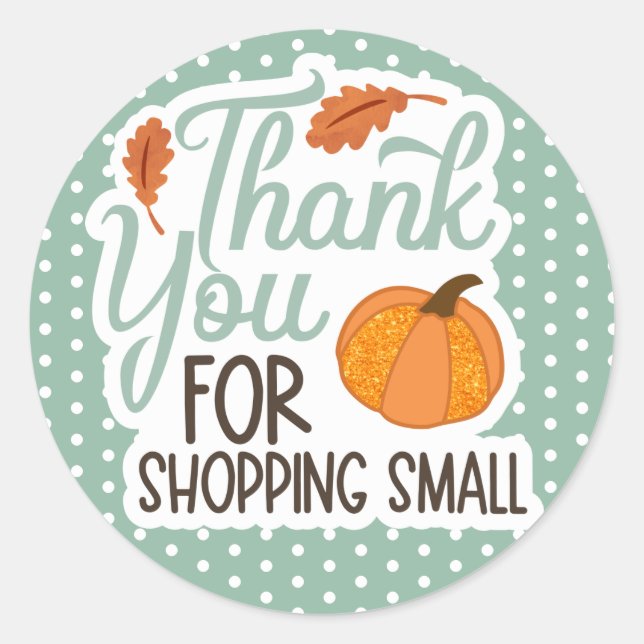 Fall Pumpkins Thank You Small Business  Stickers (Front)