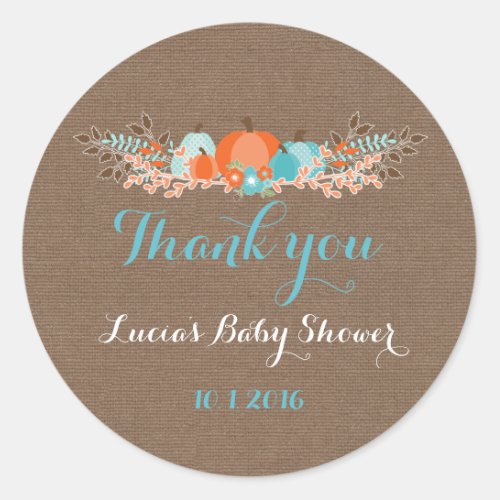 Fall Pumpkins Thank You Tags Burlap Background