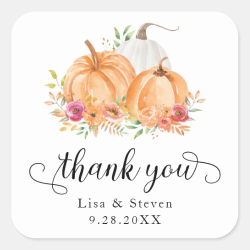 Fall Pumpkins Thank You Wedding Stickers