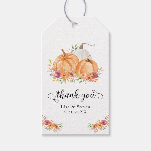 Fall Pumpkins Thank You Wedding Tags