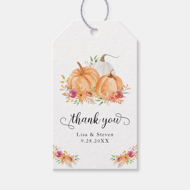 Fall Pumpkins Thank You Wedding Tags (Front)