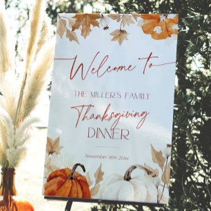 Fall Pumpkins Thanksgiving Dinner Welcome Sign