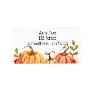 Fall Pumpkins Watercolor Pretty Autumn Label