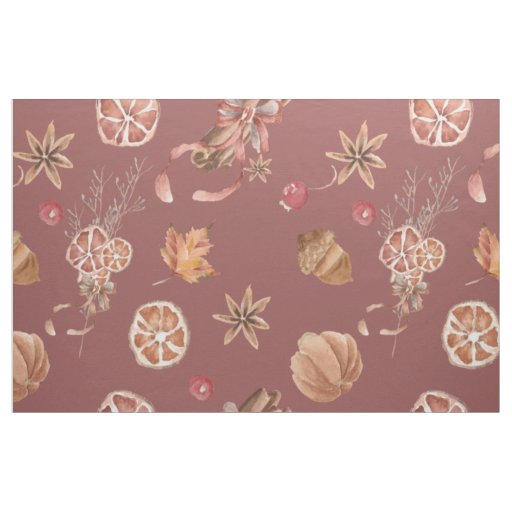 Fall Pumpkins Watercolor Thanksgiving Print Fabric