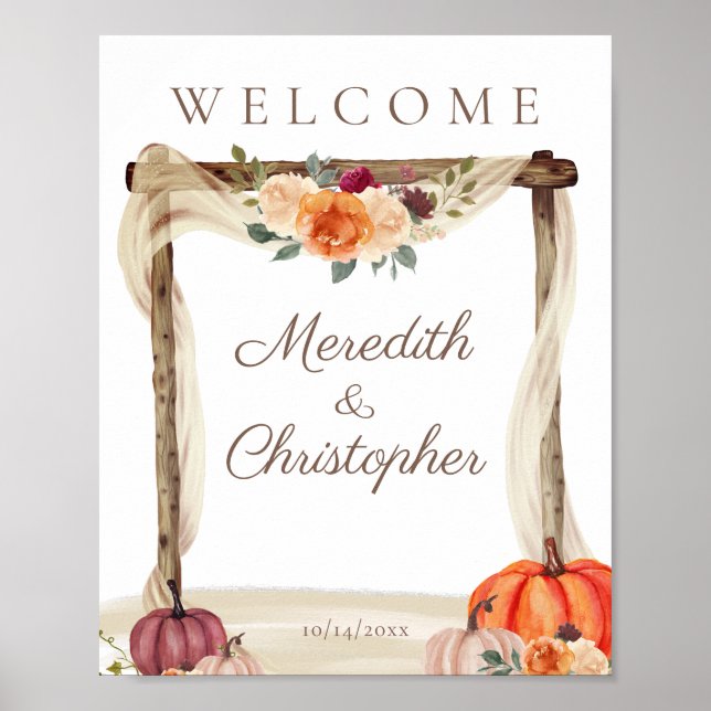 Fall Pumpkins Wedding Welcome Poster (Front)