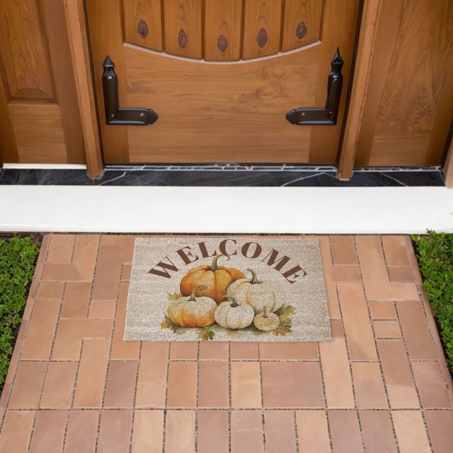 Fall pumpkins WELCOME  Fiber Doormat (Insitu (Outdoor))