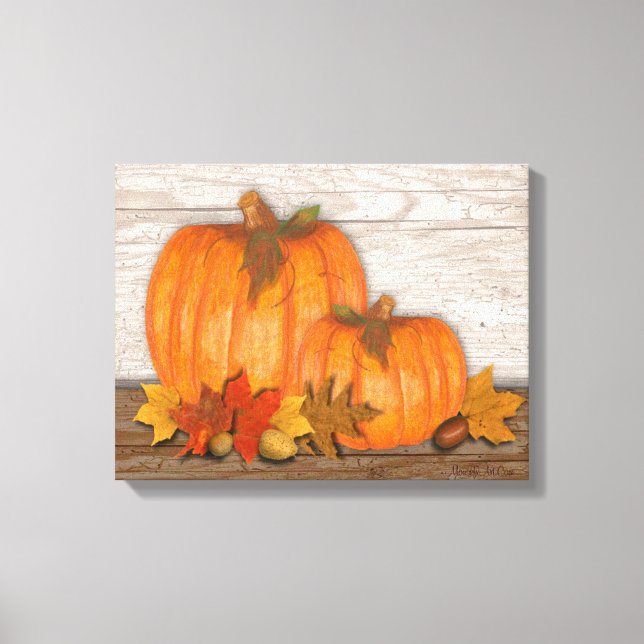 Fall Pumpkins Wrapped Canvas Print (Front)