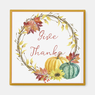 Fall pumpkins wreath with custom text magnet