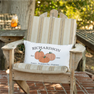 Fall Pumpkins Year Established and Family Name Lumbar Pillow