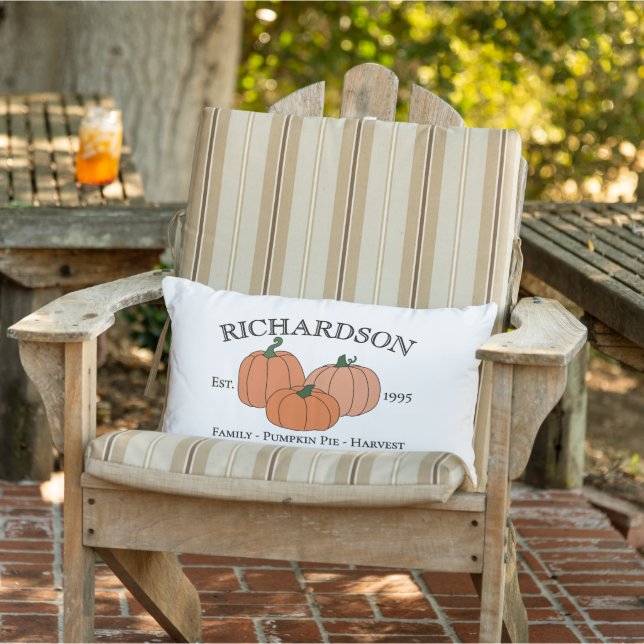 Fall Pumpkins Year Established and Family Name Lumbar Pillow (Chair)