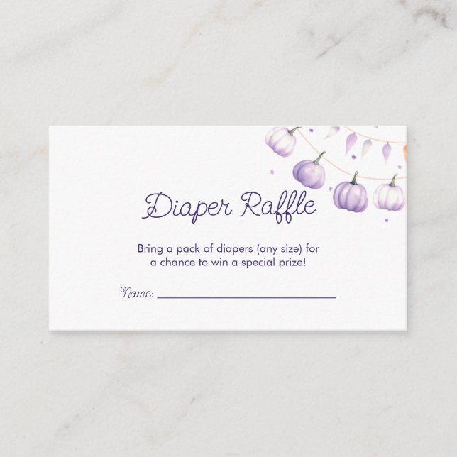 Fall Purple Pumpkin Diaper Raffle Enclosure Card (Front)