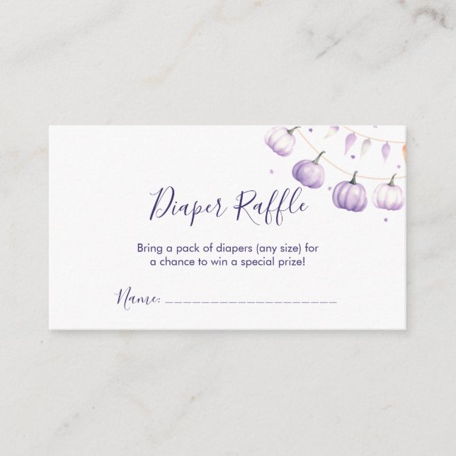 Fall Purple Pumpkin Diaper Raffle Enclosure Card (Front)