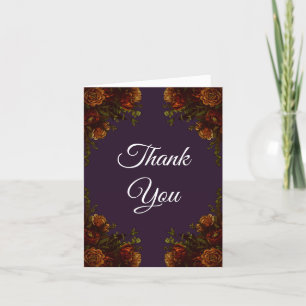 Fall Purple Rustic Orange Wedding Elegant Gothic Letterpress Thank You Card