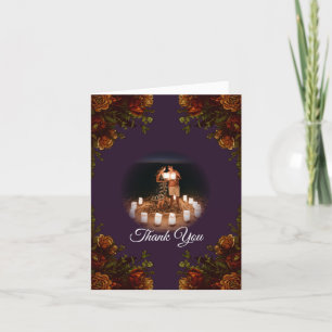 Fall Purple Rustic Orange Wedding Elegant Gothic Letterpress Thank You Card