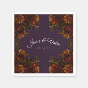 Fall Purple Rustic Orange Wedding Elegant Gothic Napkins