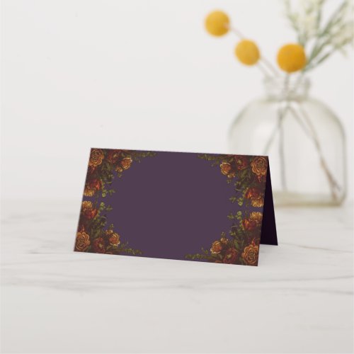 Fall Purple Rustic Orange Wedding Elegant Gothic Place Card