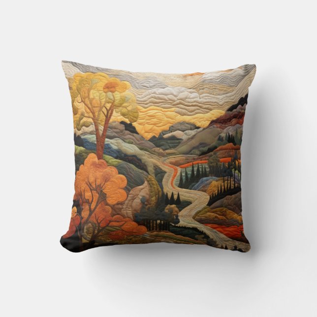 Fall Quilt Throw Pillow (Front)