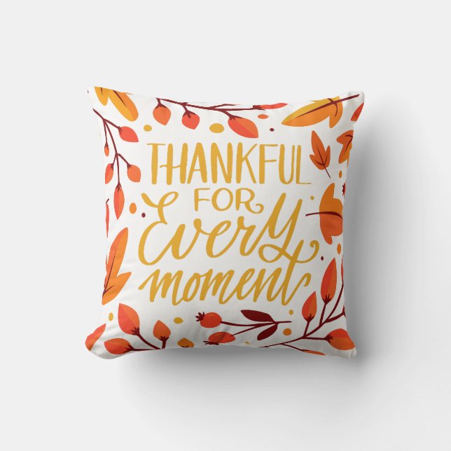 Fall Quote Thanksgiving Throw Pillow (Front)