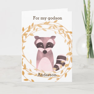 Fall Raccoon Birthday Godson Card